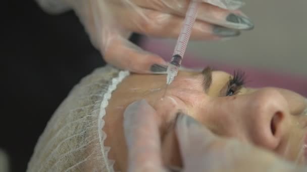 Facial Injection Procedure Plastic Surgery Blockage Facial Muscles Wrinkle Smoothing — Vídeo de Stock