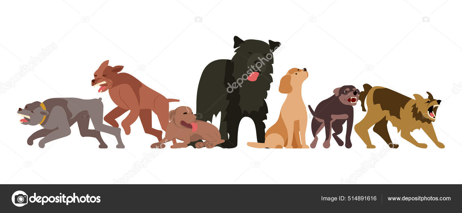 흰 배경에 고립된 화난 노숙자 개 스톡 벡터 - ©tatianastulbo.gmail.com 514891616, image size:1600x740