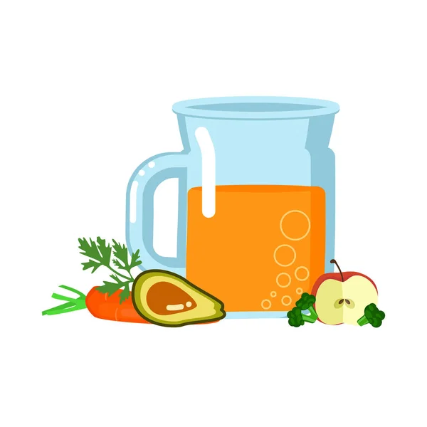 Smoothie de laranja de verduras frescas e frutos —  Vetores de Stock