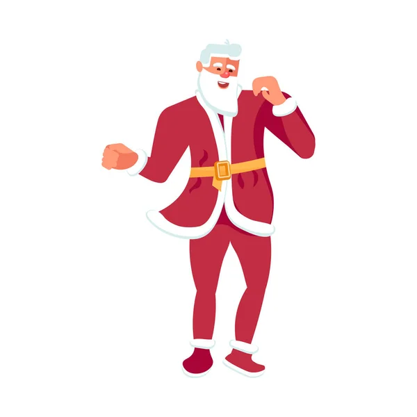 Bonito tradicional Papai Noel personagem dos desenhos animados está dançando — Vetor de Stock