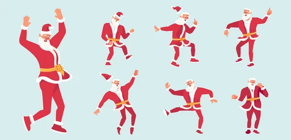 Conjunto de Papai Noel dançando em diferentes poses — Fotografia de Stock