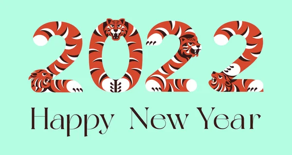 2022 tarjeta de felicitación o pancarta de invitación con tigres estilizados —  Fotos de Stock