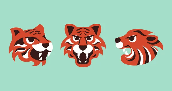 Logo stilizated tiger heads isolated. Simbols of 2022 — Stock Photo, Image