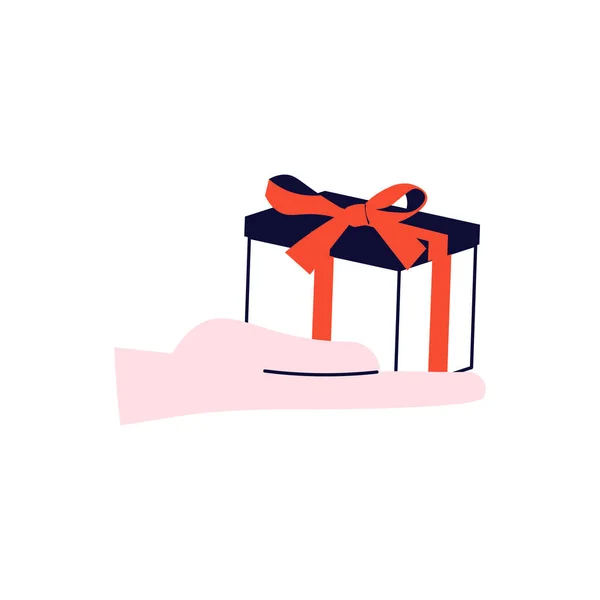 Bayram kutlaması için kırmızı kurdeleli hediye kutusu. — Stok Vektör