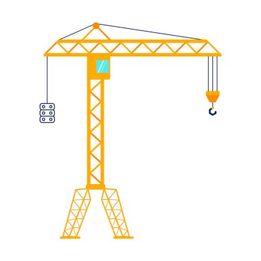 Turuncu vinç yan görünümü beyaz arkaplanda izole edildi