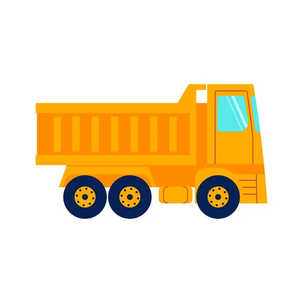 Construção caminhão laranja vista lateral isolado no fundo branco — Vetor de Stock