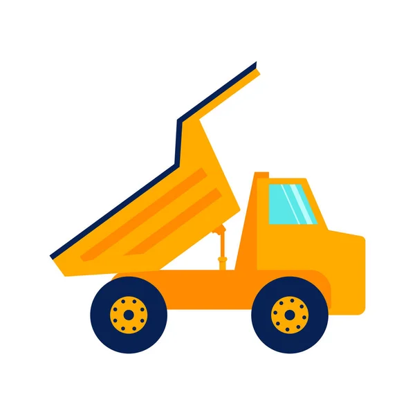 Construcción naranja camión vista lateral aislado sobre fondo blanco — Vector de stock