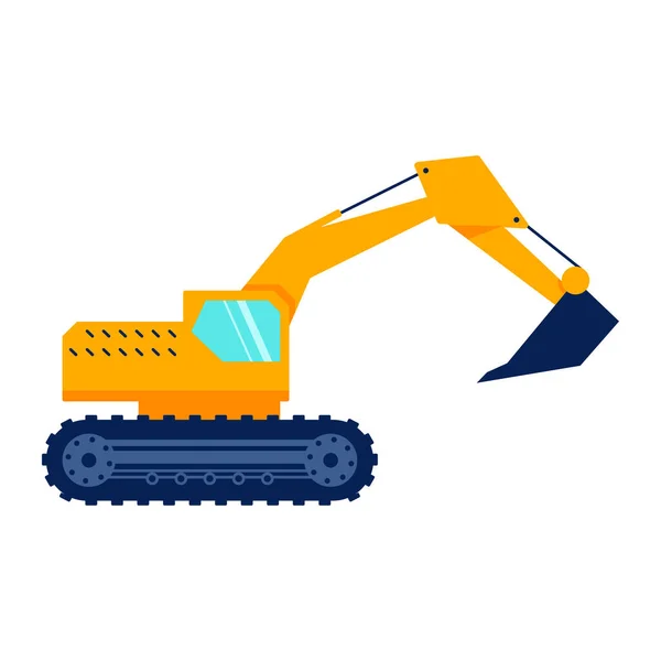 Construção laranja escavadeira vista lateral isolada sobre fundo branco —  Vetores de Stock