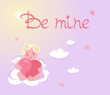 Sevimli bebek aşk tanrısı gökyüzünde izole edilmiş..