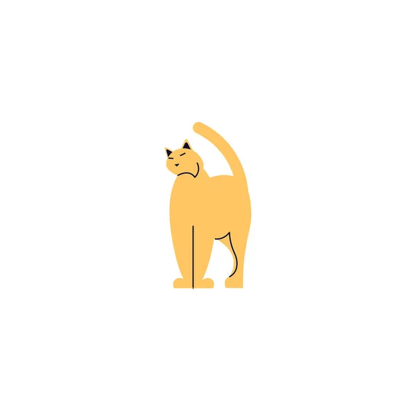 Имбирный силуэт кошки стоит фаза изолированы на белом — стоковый вектор
