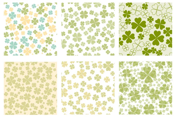 Conjunto de patrón sin costura abstracto con formas de trébol verde — Foto de Stock