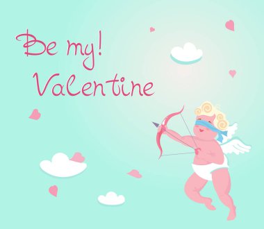 Sevimli bebek aşk tanrısı gökyüzünde izole edilmiş..