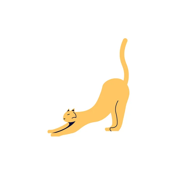 Ginger gato silueta agudiza garras aisladas en blanco — Vector de stock