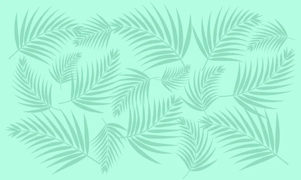 Tropik palmiye yaprakları arka planda. Soluk yeşil çiçek deseni. — Stok Vektör