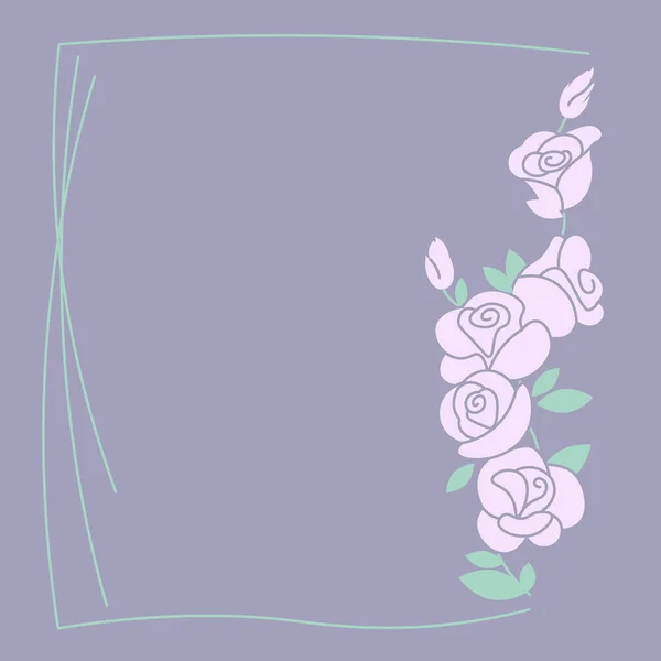 Шаблон квадратного мистецтва з рамкою з рожевих троянд — стоковий вектор