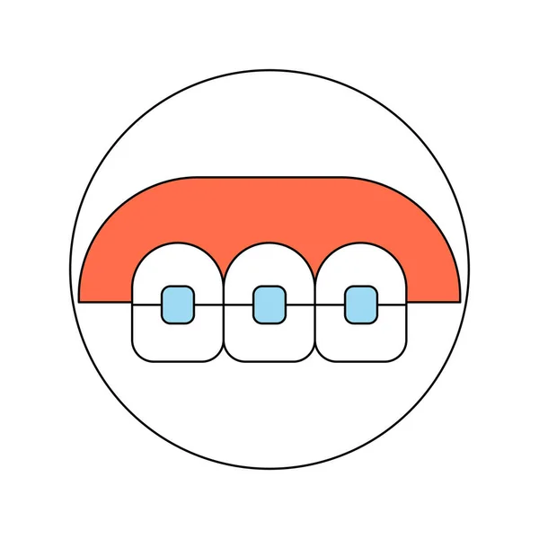 Round template dental braces for teeth icon. Flat vector Illustration. — Stock Vector