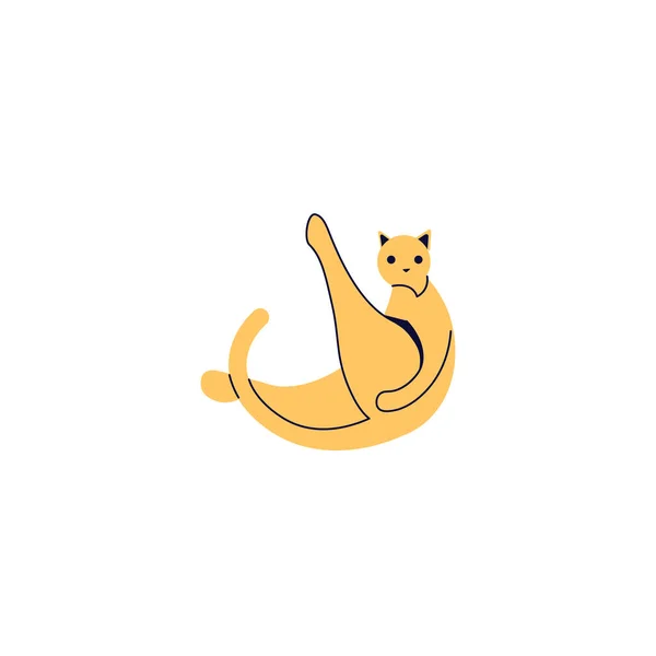 Ginger silhouette of cat sitting on the butt isolated — Vector de stock