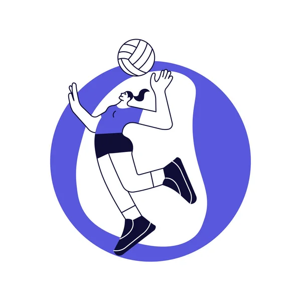 Voleybol oyuncusunun topu servis ettiği yuvarlak şablon — Stok Vektör
