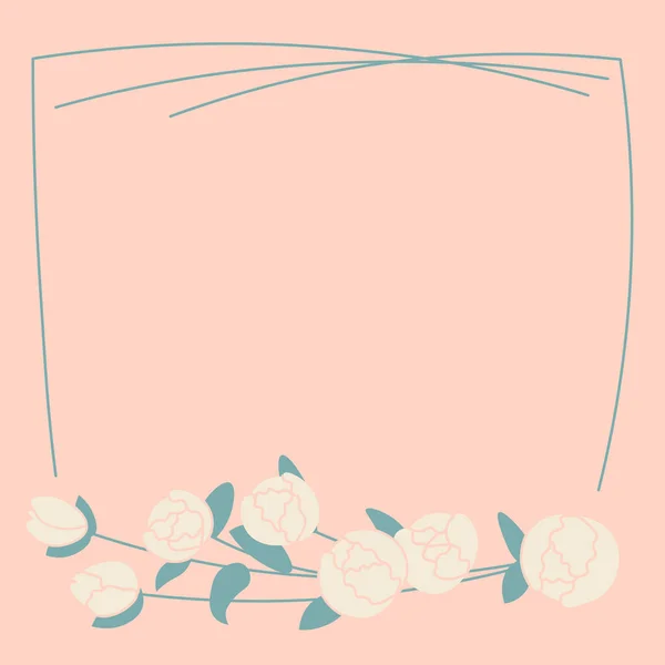 Négyzet alakú művészeti sablon bazsarózsa virág keret, virágos és geometriai elemek — Stock Fotó