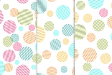 Renkli daireler şekilleri ile soyut Dikişsiz desen seti