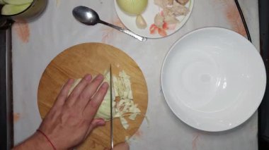 Sliced cabbage for chicken salad