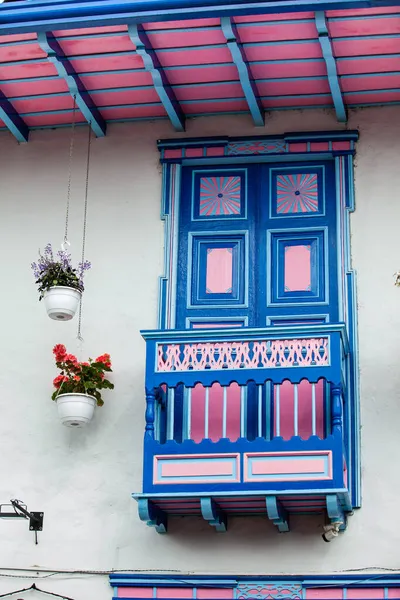 Vackra Koloniala Balkonger Den Lilla Staden Salento Colombia — Stockfoto