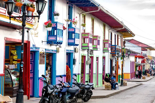 Salento Colombia Juli 2021 Prachtige Straat Gevels Van Huizen Van — Stockfoto