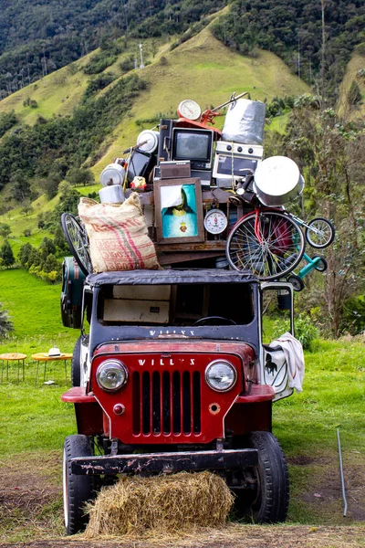 Salento Kolumbia 2021 Július Hagyományos Jeep Willys Gyönyörű Cocora Valley — Stock Fotó