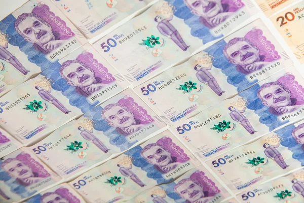 Група Колумбійських Банкнот Колумбійські Гроші Походження Фінансів — стокове фото