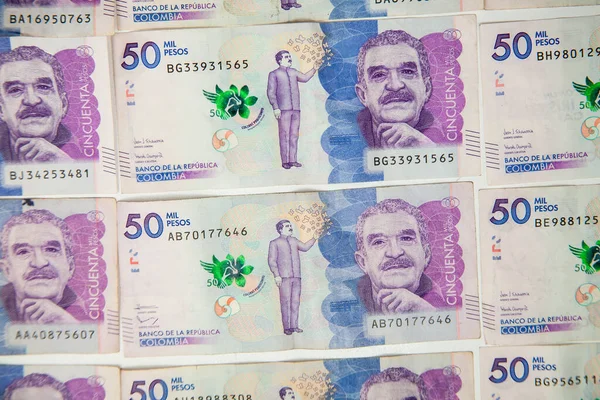 Kolumbiai Bankjegyek Csoportja Kolumbiai Pénz Pénzügyi Háttér — Stock Fotó