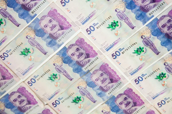 Група Колумбійських Банкнот Колумбійські Гроші Походження Фінансів — стокове фото