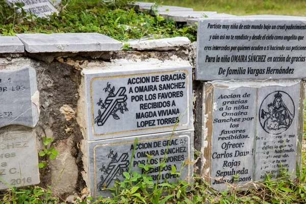 Armero Colômbia Maio 2022 Placas Gratidão Omaira Sanchez Seu Local — Fotografia de Stock