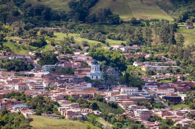 Panoramic view of the historical town of Titiribi located in the region of Antioquia in Colombia