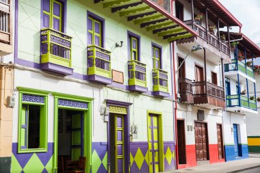 Beautiful buildings at the colonial town of Jardin in the Southwestern Antioquia in Colombia