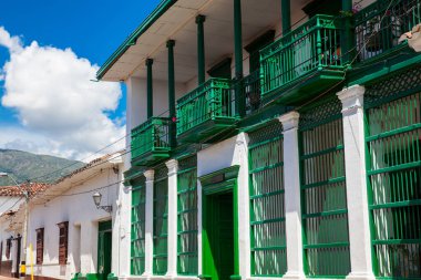 Beautiful colonial houses at the small town of Santa Fe de Antioquia in Colombia