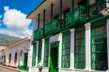 Beautiful colonial houses at the small town of Santa Fe de Antioquia in Colombia