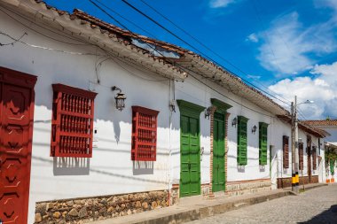 Beautiful colonial houses at the small town of Santa Fe de Antioquia in Colombia
