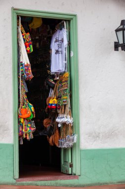 MEDELLIN, COLOMBIA - NOVEMBER, 2017: Souvenir store at the beautiful Pueblito Paisa a tourist destination showing the traditional culture of Antioquia in Medellin