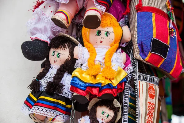 Handmade dolls dressed with traditional Colombian outfits