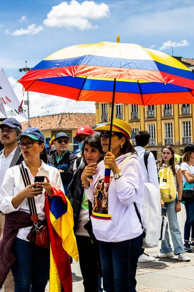 Bogota Colombia 2022 Szeptember Békés Tüntetések Bogotában Kolumbiában Gustavo Petro — Stock Fotó