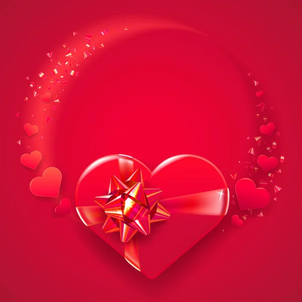 Modèle Carte Voeux Saint Valentin Carré Coffret Cadeau Isolé Sur — Image vectorielle