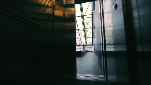 엘레 베 이터 사슴 . 금속 독수리는 연기가 나는 곳에 있습니다. 엘리베이터를 열고. — 비디오