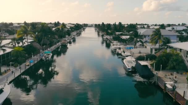 High up aerial view of Key Colony Beach is a municipality in the middle of the Florida Keys, Monroe County, Florida, United States. — Stock Video