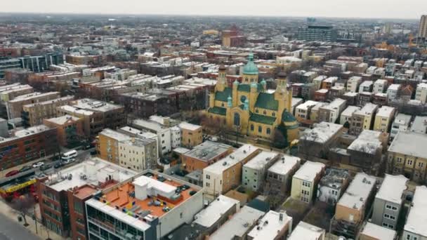 Eparquia Católica Ucraniana de São Nicolau de Chicago. Diáspora ucraniana em Chicago. Vila em Chicago — Vídeo de Stock