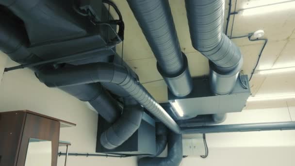 Внутренняя Система Вентиляции Очистки Вид Потолок Технического Помещения Установку Климат — стоковое видео