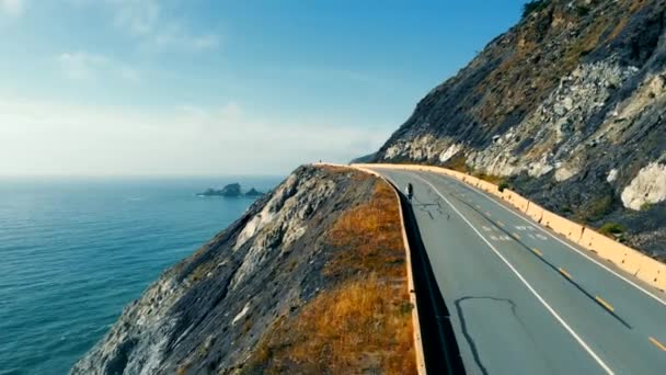 Aerial View Incredible Scenery Atlantic Ocean Coastline Rocky Shore Road — Wideo stockowe