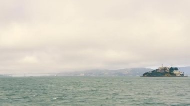 View from a tourist boat on Alcatraz Island near San Francisco. The infamous prison where Al Capone was imprisoned and now has tourist boats.