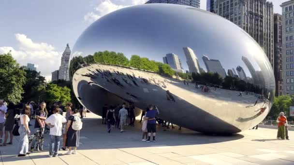 Chicago Usa August 2022 Popular Tourist Destination Downtown Chicago Cloud — стоковое видео