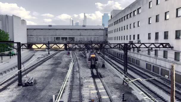 Chicago Circa August 2022 Chicago Illinois Downtown Electric Train Runs — Stok video