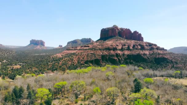 Flygfoto Sedona Arizona Red Bell Rock Mountain Trail Utsiktsplats — Stockvideo